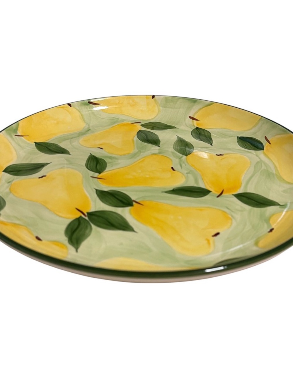 SECLA Hand-Painted Yellow Pear Ceramic Serving Plate by